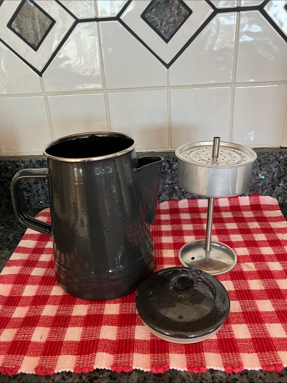 NWT Paula Dean Enamelware Stovetop 8 Cup Coffee Pot Percolator - Picture 6 of 9
